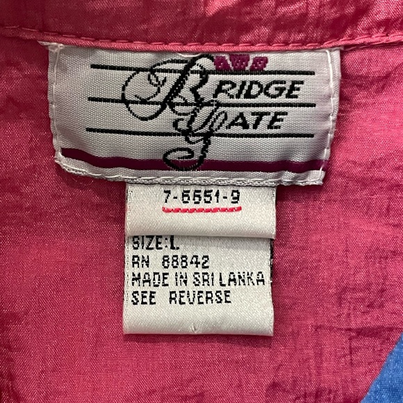 VTG Bridge Gate 90's American Windbreaker Jacket Funky Color Block SZ Large - Picture 7 of 12